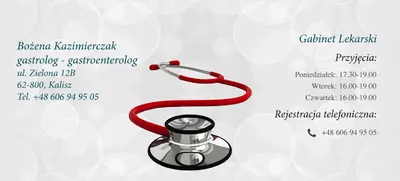 Kazimierczak Bożena, lek. med. Spec. gastroenterolog, chorób dziecięcych. Gabinet